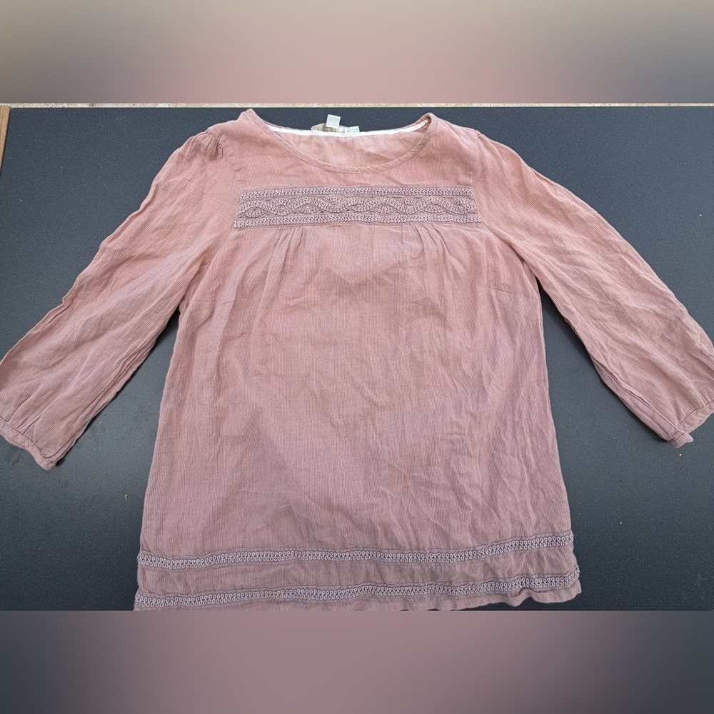 Boden Dusty Pink Blouse with Embroidered Details